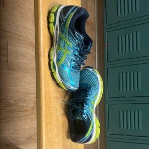 Asics Blue and Green Sneakers with Breathable Mesh size 8
